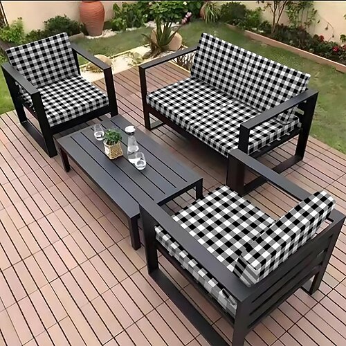 Sitzkissenbezug für Sofas im Freien, Bezug für Terrassenmöbel, florale, garngefärbte Mikrofaser-Schonbezüge Image