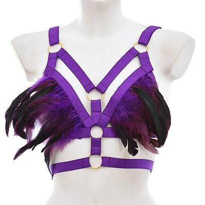 Drag Queen Stolz Regenbogen Feder-Bralette Harness-BH Erwachsene Damen Sexy Kostüm Pride Parade Pride-Monat Halloween Karneval Einfaches Karnevalskostüm Image