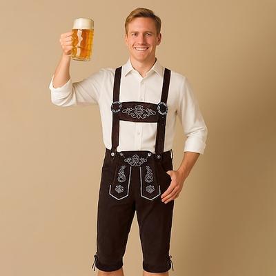 Karneval Oktoberfestbier Kostüm Lederhosen Bayerisch Deutsch München Wiesn Herren Stoff im traditionellen Stil Shorts Image