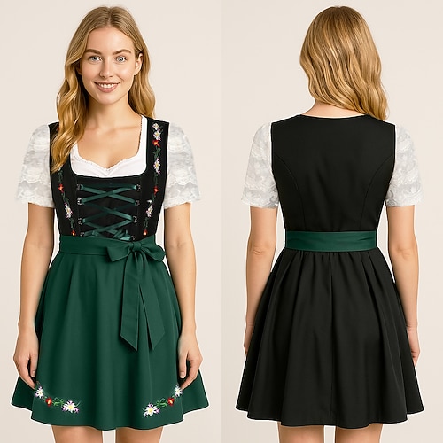 Oktoberfest Kleid Dirndl Trachtenkleider Dienstmädchen Bayerisch Deutsch München Wiesn Damen Stoff im traditionellen Stil Bluse Kleid Schürze Image