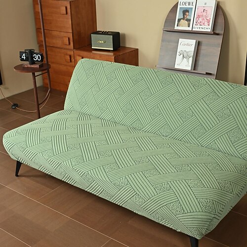 Stretch-Futonbezug ohne Armlehnen, Jacquard-Sofa-Bett-Schonbezüge, waschbarer Futon-Matratzen-Bettbezug, schmutzabweisender Möbelschutz mit elastischer Unterseite Image