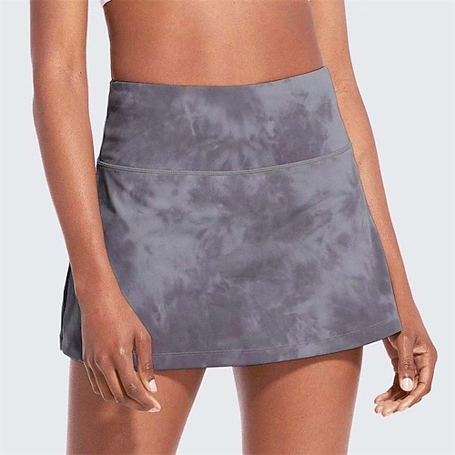 Damen Batik Lässiger Rock Tennisröcke mit Shorts Plissiert Schnelltrocknend Tennis Golfspiel Badminton Laufrock Schwarz Rosa Blau Spandex Tennisbekleidung Image