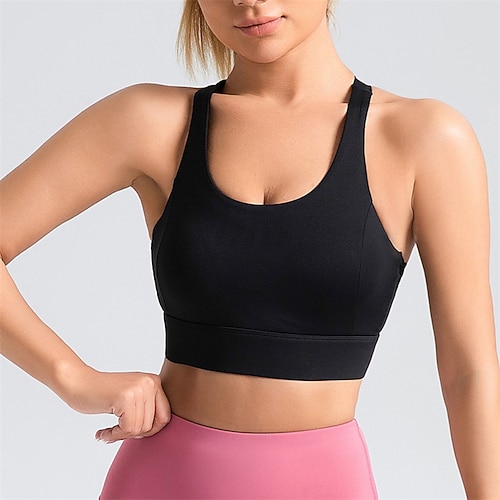 Damen BH-Oberteil Unterwäsche BH-Top Racerback Bequem Atmungsaktiv Stoßfest Einfach Sport Sportkleidung Hellblau Schwarz Yoga Fitness Leger