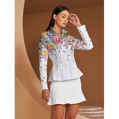 Damen Golfjacke Weiß Langarm Oberteil Damen-Golfkleidung, Kleidung, Outfits, Kleidung