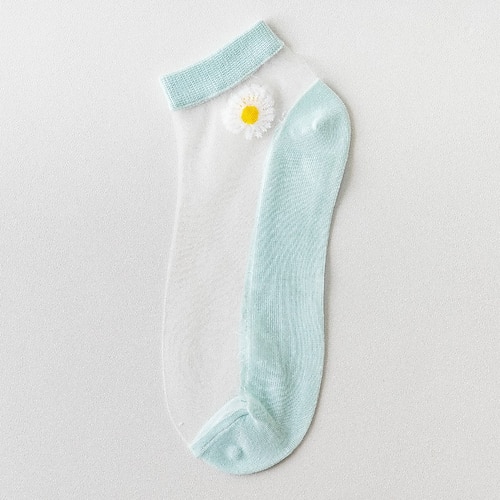 Frauen Gänseblümchen transparente Socken Damen Mädchen Spitze transparente Knöchelsocke dünne Netz Baumwollsocken transparent durchscheinende Tüll Niedrigschnittsocke