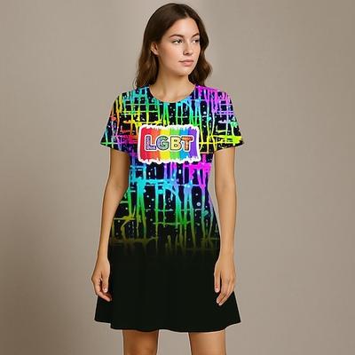 LGBTQ LGBTQ Regenbogen A-Linie Kleid Kinder Erwachsene Damen Mädchen Pride Parade Pride-Monat Karneval Einfaches Karnevalskostüm Image