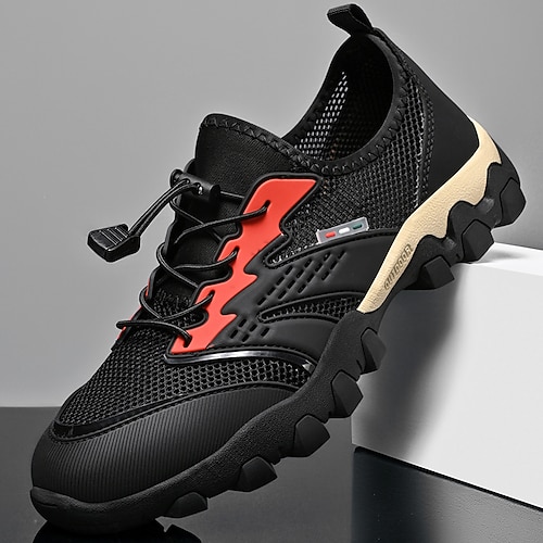 Herren Sneaker Upstream-Schuhe Canyoning Lässig Outdoor PU Leder Netz Atmungsaktiv Bequem Rutschfest Schnürung Schwarz Braun Khaki Sommer Frühling Image