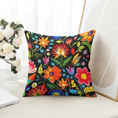 Cinco de Mayo Mexiko dekorative Wurfkissenbezüge 1 Stk. weicher quadratischer Sofakissenbezug für Schlafzimmer Wohnzimmer Sofa Stuhl Blumen Image