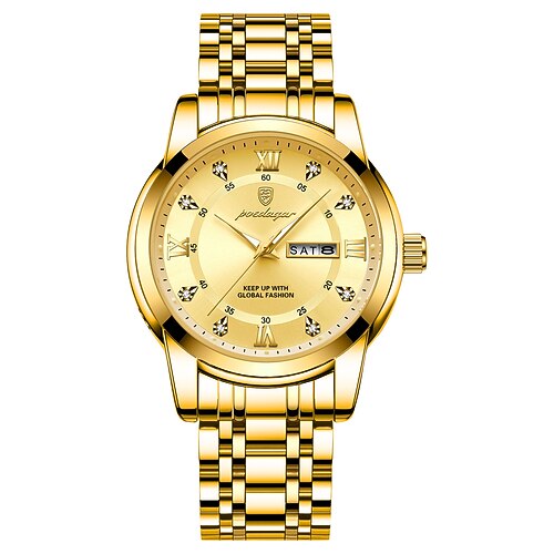 Luxus Marke Herren Uhr Wasserdicht Lumineszenz Datum Woche Herren Quarz Armbanduhr Edelstahl Mode Sport Herren Uhren Image