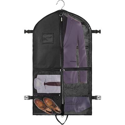 Kleidersack mit 4 Taschen und Schnallenriemen, 110 x 60 cm faltbare Vlies-Reisekleiderhülle mit Tragegriff, staubdichte Aufbewahrungstasche für Herrenmantel, Jacke, Kinderkleidung Image