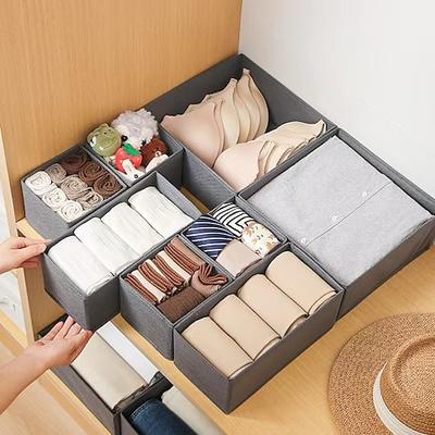 6er-Pack Socken- und Unterwäsche-Schubladen-Organizer, faltbare Schrankteiler aus Stoff für BHs, Höschen, Krawatten, Dessous, Aufbewahrungsbehälter für Schubladen und Regale Image