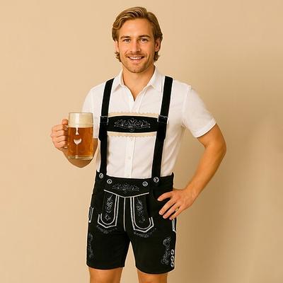 Karneval Oktoberfestbier Kostüm Lederhosen Bayerisch Deutsch München Wiesn Herren Stoff im traditionellen Stil Shorts Image