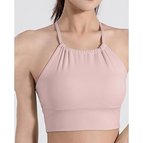 Damen BH-Oberteil Spag Überkreuzter Rücken Atmungsaktiv Einfach Sport Sportkleidung Schwarz Gelb Yoga Fitness Leger