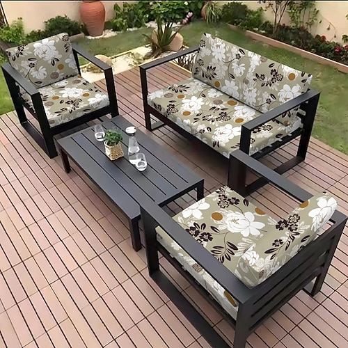 Sitzkissenbezug für Sofas im Freien, Bezug für Terrassenmöbel, florale, garngefärbte Mikrofaser-Schonbezüge Image