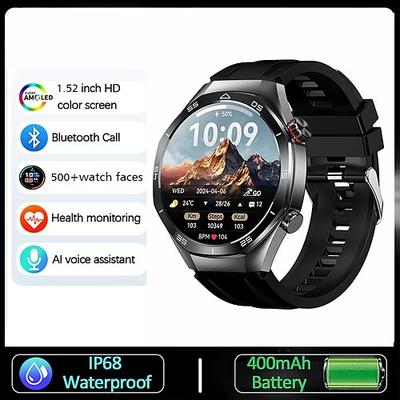 IMOSI Herren Smartwatch 1,52 Bluetooth-Anruf Musik Sport Herzfrequenzmonitor 400mAh Akku Kompatibel mit Android iOS Vatertagsgeschenke Image