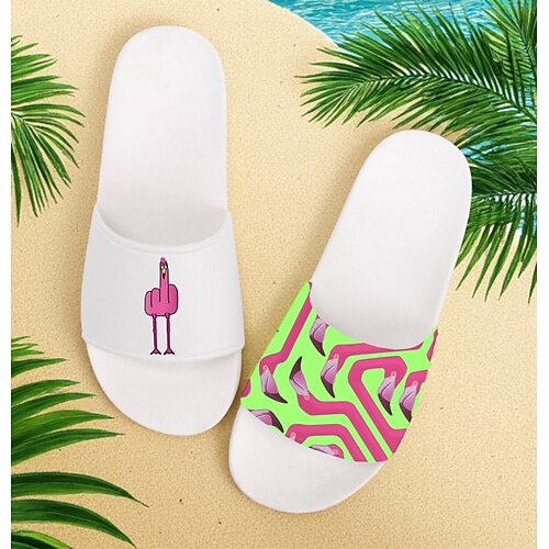 Herren-Sandalen mit Flamingo-Motiv und buntem Muster – lässiger und lustiger Stil für Strand, Pool und Sommerurlaub Image