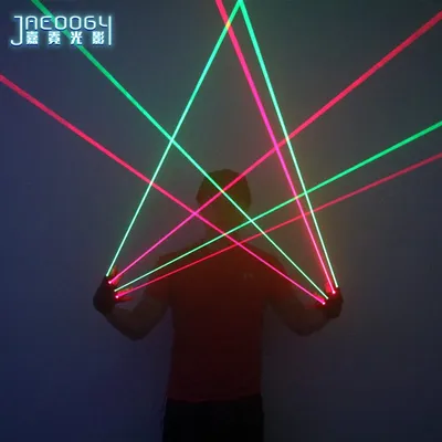 Party DJ RGB laser gloves including 2 green and 2 red laser flashing gloves LED robot clothing bar