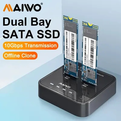 MAIWO Dual Bay M.2 NGFF SATA SSD Enclosure Offline Clone USB3.1 Type-C Gen2 M2 sata ssd External