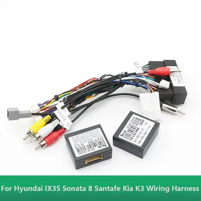 Car Audio 16PIN DVD Player Power Calbe Adapter With 2 Canbus Boxes For Hyundai IX35 Sonata 8 Santafe