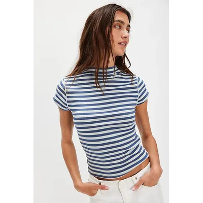 We The Free Lola Striped Tee at Free People in Siesta Seas Combo, Size: XL
