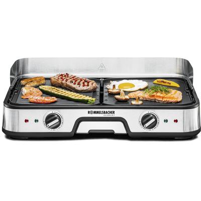 ROMMELSBACHER Tischgrill "BBQ 2025", schwarz (schwarz, edelstahl), B:52cm H:14,5cm T:36cm, Kontaktgrill_Standgrill_Tischgrill_Teppanyakigrill Image