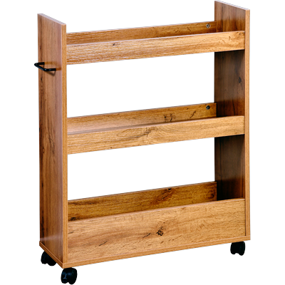 Küchenregal KESPER "Nischenregal, FSC", braun, B:60cm H:78cm T:22cm, FSC-zertifizierter Holzwerkstoff, Regale, mit 3 Abstellflächen und 4 Rädern, davon 2 mit Bremse Image