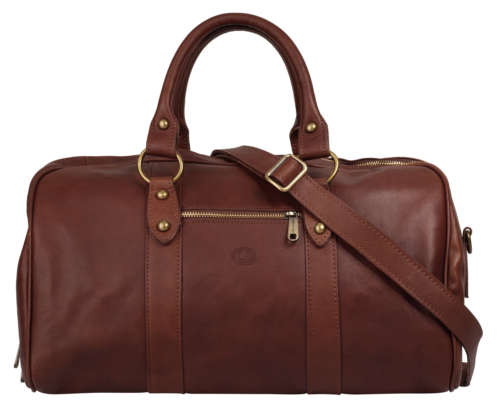 Reisetasche PIKÉ, Gr. B/H/T: 42cm x 31cm x 20cm onesize, braun, Leder, gepflegt, Taschen, echt Leder, Made in Italy Image
