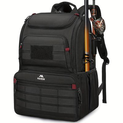 TEMU Fishing Backpack Tackle Box, Tackle Backpack Fishing Bags With Cooler & Rod Holders, (trays Not ) Large Fishing Tackle Bag Storage Fishing Gear Accessories, Fishing Gifts For Men, Black Image