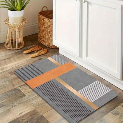 TEMU 1pc Thick 1.1cm Kitchen Floor Mat, Simple Gray Pattern Printed Floor Mat Thickened For Room Porch Balcony And Home Decoration Image