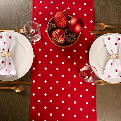 TEMU 1pc Polka Dot Table Runner - Modern Rectangular Polyester Tablecloth For Dining Table, Coffee Table, Sideboard - Holiday Wedding Home Decor, Dining Table Decoration, Fabric Image