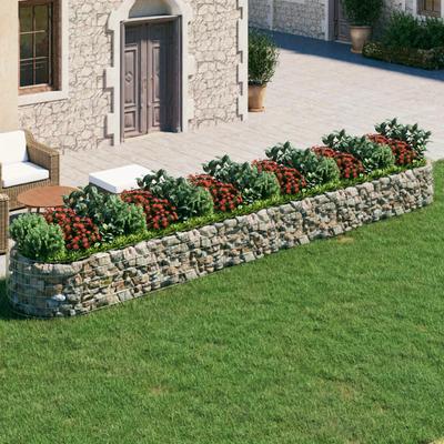 TEMU Oval Design Stone Cage Raised Bed - Weatherproof Galvanized Iron Flower Bed For Placing Rocks Or Gravel - Silvery Decorative Flower Bed 600x100x50cm, Silvery Metal Image