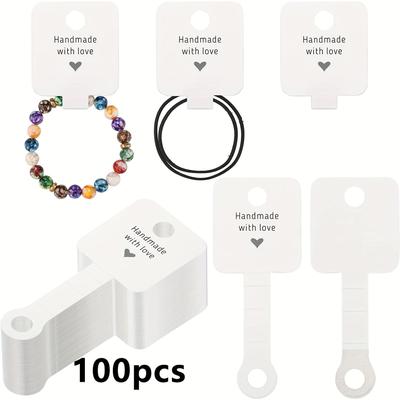 TEMU 100pcs Kraft Display , And Bracelet Packaging, For Shows, Jewelry Making Supplies, Customizable Blank Cutout For Pendants And - Display Stand & Image