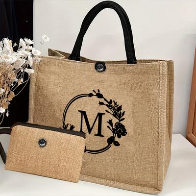 TEMU Letter Print Women's Fabric Tote Bag Image
