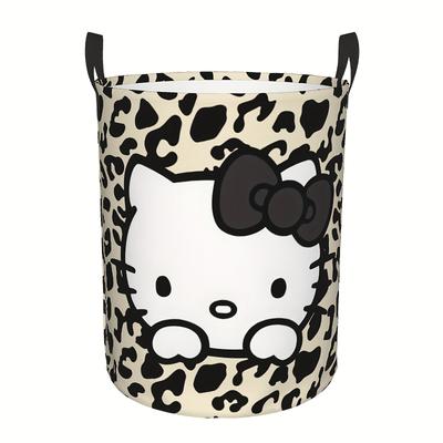 TEMU 1pc Hello Kitty Large Fabric Laundry Basket - Foldable Storage Solution For Clothes, Toys Patterns - Ideal For Bathroom, Bedroom,, Laundry Baskets Image