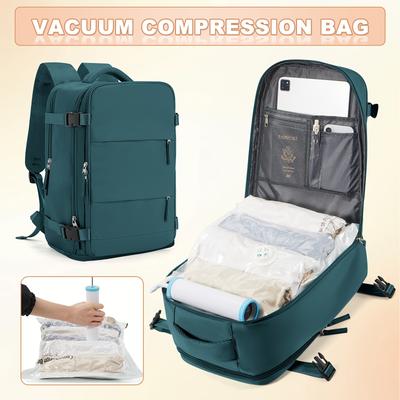 TEMU Stylish Multifunctional Casual Backpack With Independent Vacuum Bag And Pump, Dry-wet And Laptop Compartment, Compatible With Bags For Easy Operation In Multiple Image