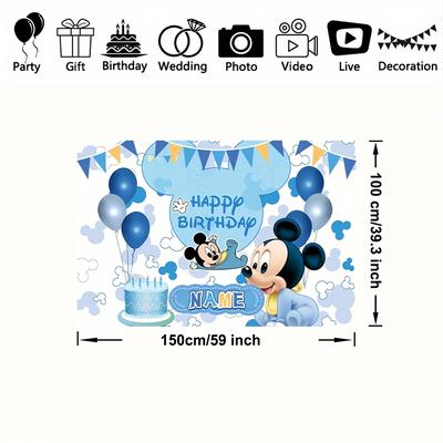 TEMU Customizable Name Themed Party Birthday Backdrop, Polyester Fabric, No Electricity Required, Suitable For Parties, Birthday Celebrations And Birthday Party Decorations Image