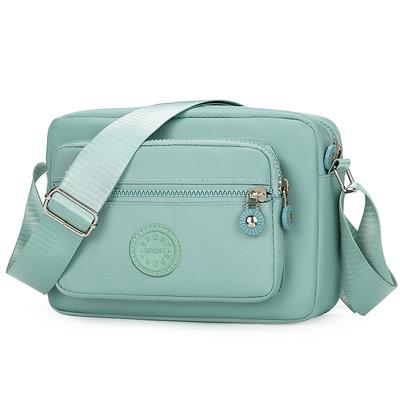 TEMU Light Blue Nylon Crossbody Bag For - Adjustable Strap, Lightweight, Fashionable Shoulder Bag With Multiple Zip Compartments, , Small Crossbody Bag Image