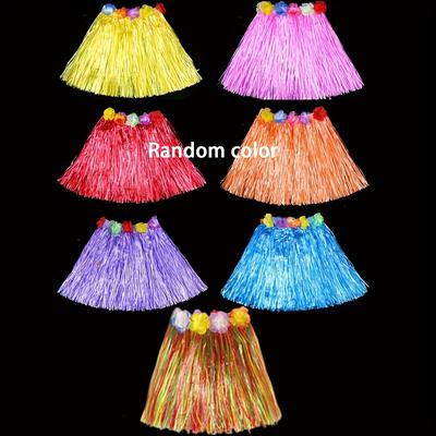 TEMU 6pcs Tropical Hawaiian Woven Skirts - Vibrant, Lightweight Plastic Skirts For Birthday Parties, Hawaiian Celebrations & Outdoor Decorations, Hawaiian Party Decorations Image