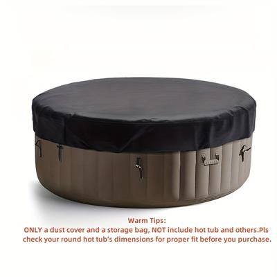 TEMU Round Hot Tub Cover - 420d Polyester, Durable For Outdoor Patio, Black - For Hot Tub Owners - Protects Against Weather & - Ideal Gift For Relaxation Image