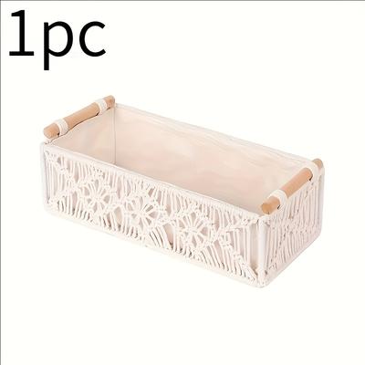 TEMU 1pc Handmade Bohemian Style Storage Basket, Suitable For Home, Bathroom, Decorative Countertop Toilet Paper Holder, Bathroom Cabinet Organization -5pcs Storage Basket, Shelf Baskets Image