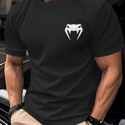 TEMU Men's 3d Graphic T-shirt - Casual Polyester Knit, Breathable Mesh Design, Regular Fit, Geometric Pattern, Ideal For Outdoor Sports, Outdoor Sports Apparel|modern |durable Knitwea Image