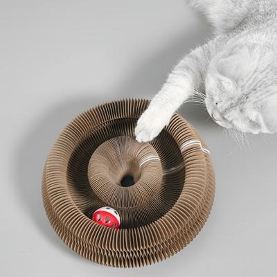 TEMU Scratcher Toy - Interactive Accordion-style Cat Scratching Board & Lounge Bed, Corrugated Cardboard For All Cat Sizes, White & , Cat Toy Image