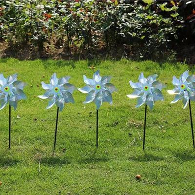 TEMU 2pcs Laser Bird Repelling Windmill 24cm Silvery Windmill, 8-leaf Rotary Windmill For Outdoor Bird Repelling Device In And Image
