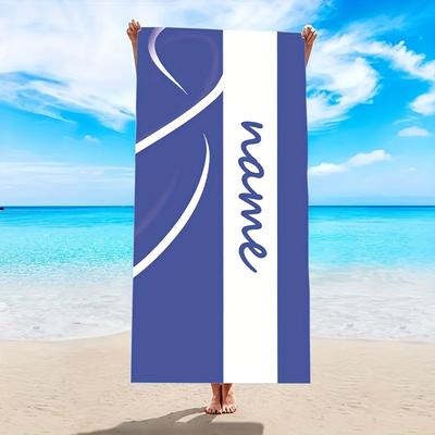 TEMU Personalized Name Beach Towel - Stylish Polyester Swim Towel With Name Print, Perfect Gift For Beach, Gym, Or Pool, Gym Towel | Name Print Towel | Durable Swimwear Image