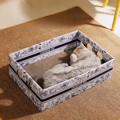 TEMU Durable Cardboard Cat Scratching Box, With Replaceable Scratching Surface And Play Balls, For Indoor Cats, Pet Entertainment And Boredom Image