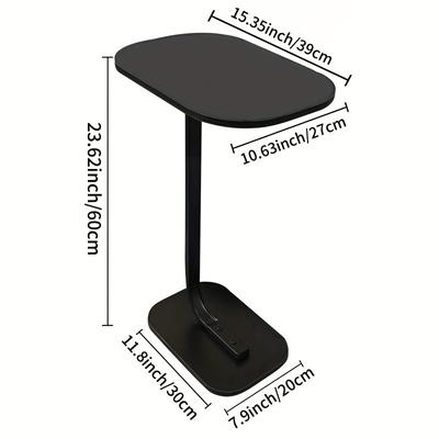 TEMU Space-saving Sofa Side Table - Walnut Wood, , For Living Room Or Bedroom, Minimalist Aesthetic, Sturdy Metal Base, Coffee Or Snacks, Bedside Table | Minimalist Table | Walnut Wood Top, Sofa Table Image