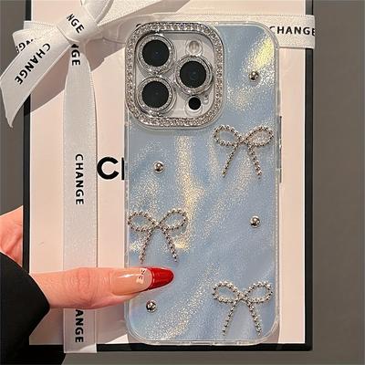 TEMU Luxury Glitter Rhinestone Bowknot Phone Case For Iphone 16 15 14 11 Pro Cases Bling Lens Protection Back Cover Image