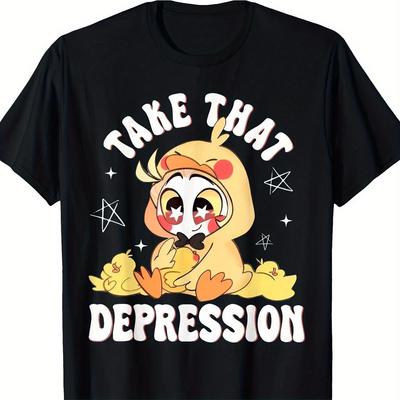 TEMU 100% Cotton Halloween Cartoon T-shirt- Pattern Short Sleeve Round Neck Mens Regular Version T-shirt Machine Washable 180g Image