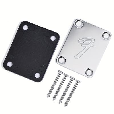 TEMU 4-hole Neck Plate, Iron, Golden, Silvery Grey, Black, For Electric Guitar Or Bass