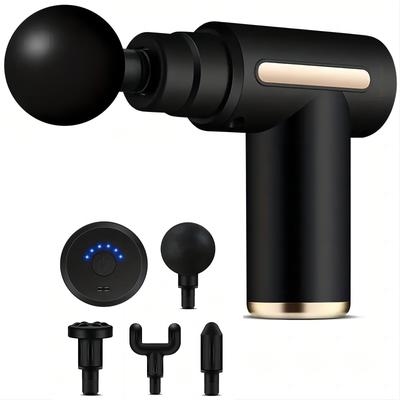 TEMU Portable Fascia Massage - Usb Rechargeable Handheld Massager With Led Touch Screen, Rechargeable, 4 Interchangeable Massage Heads, Low Operating Voltage, Abs Material, 18650 Lithium Battery. Image